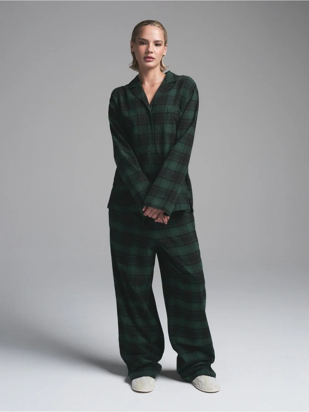 SKIMS Flannel Sleep Set – Cypress Plaid – Size XL – NWT